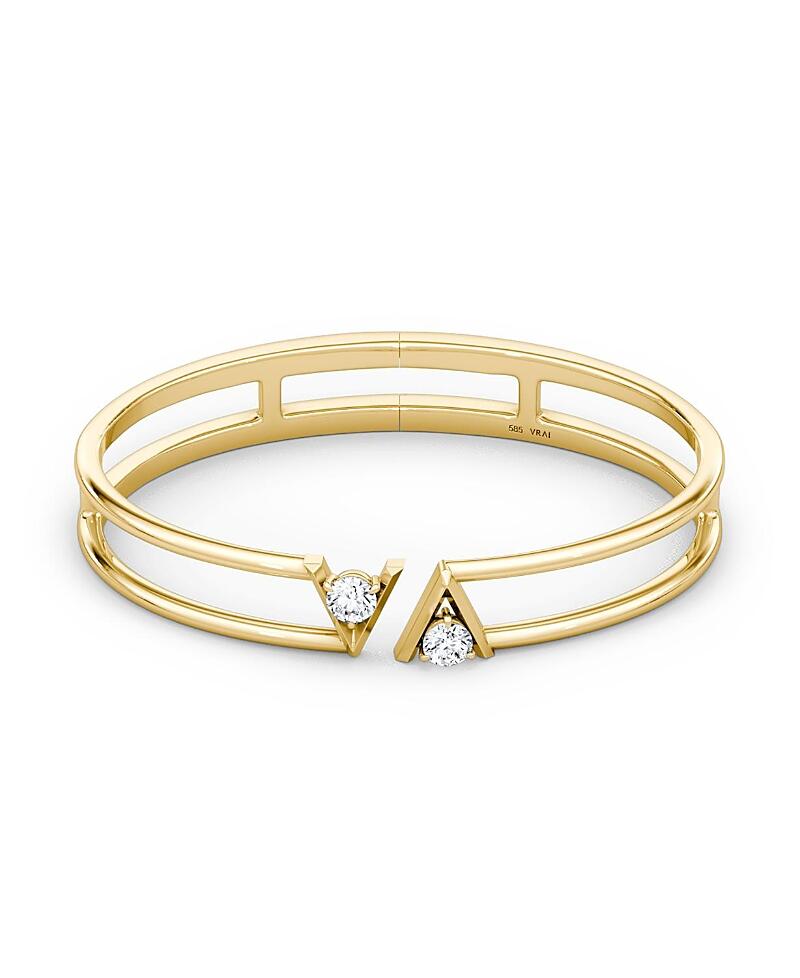 Vrai V Double Row Plain Bangle Bracelet in 14K Gold with .50ctw Round Brilliant Lab Grown Diamonds Cover