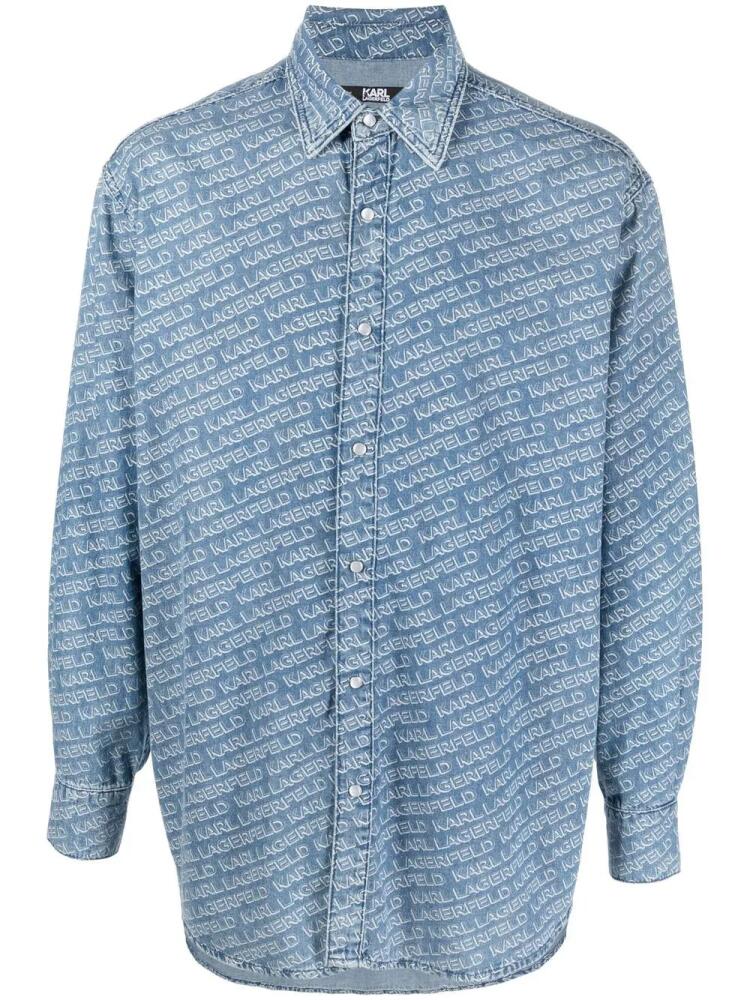 Karl Lagerfeld logo-monogram denim shirt - Blue Cover