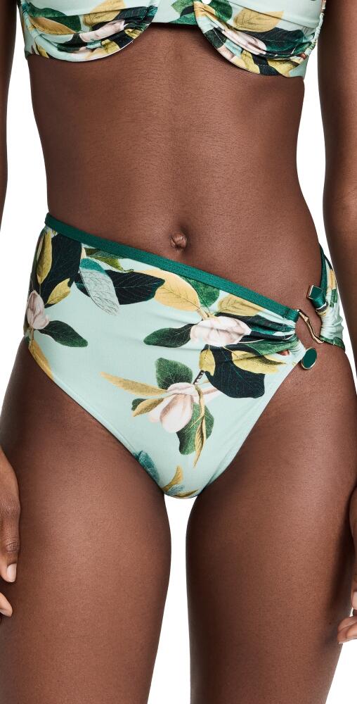 PatBO Magnolia High Leg Bikini Bottoms Green Multi Cover