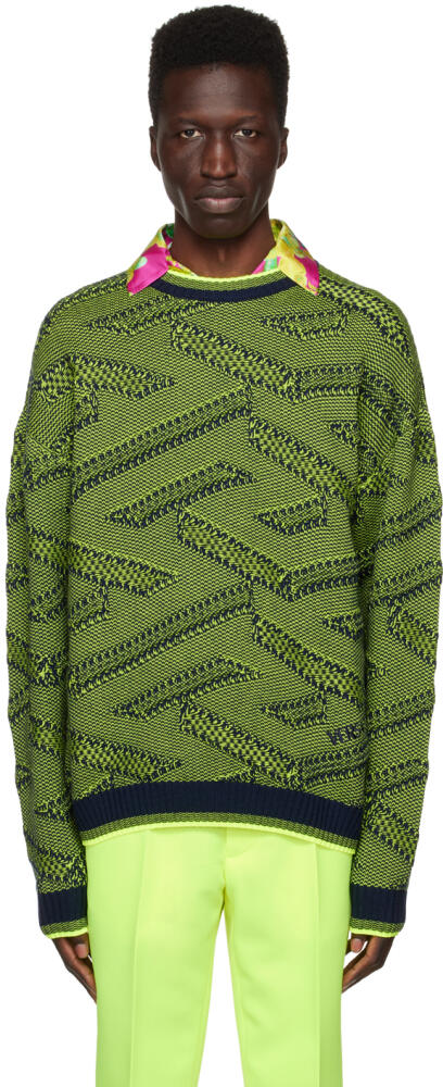 Versace Green 'La Greca' Sweater Cover