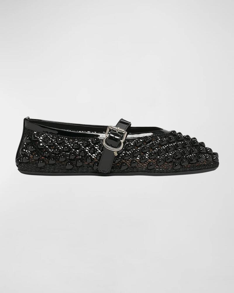 ALAIA Beaded Net Mary Jane Ballerina Flats Cover