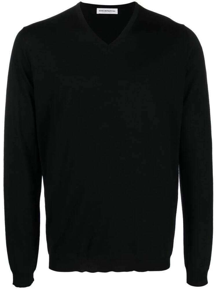 GOES BOTANICAL merino-wool V-neck jumper - Black Cover