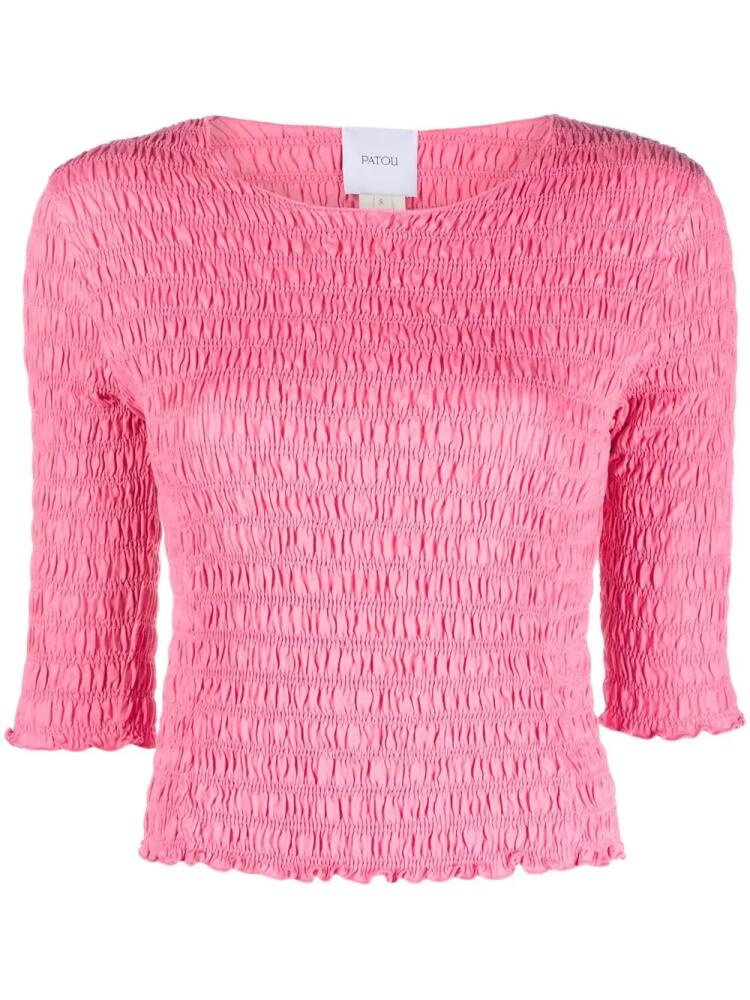 Patou smocked cotton T-shirt - Pink Cover