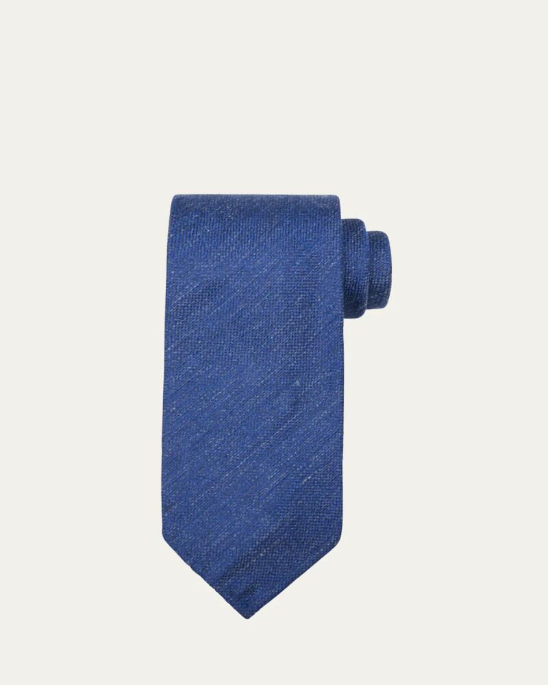 Cesare Attolini Men's Solid Silk-Linen Tie Cover