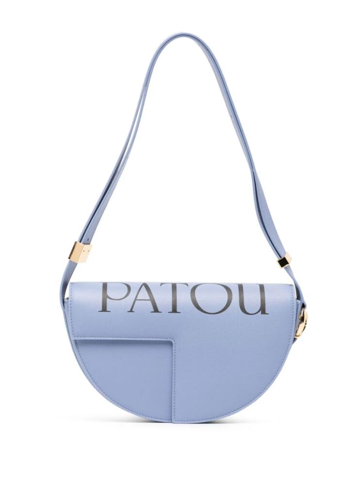 Patou logo-print leather shoulder bag - Blue Cover