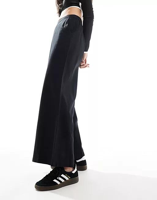 French Connection lightweight linen blend wide leg pants in black Cover