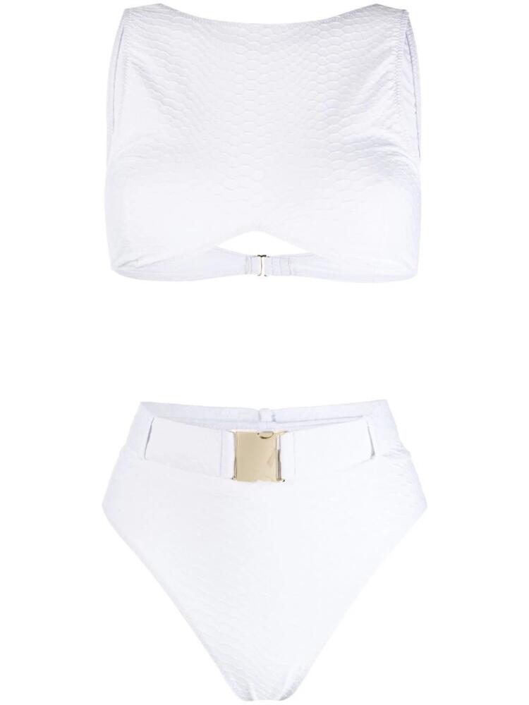 Noire Swimwear belted high-rise bikini - White Cover