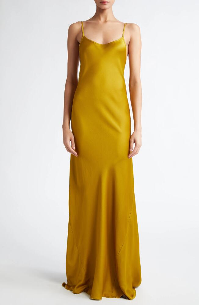 Victoria Beckham Satin Camisole Gown in Harvest Gold Cover