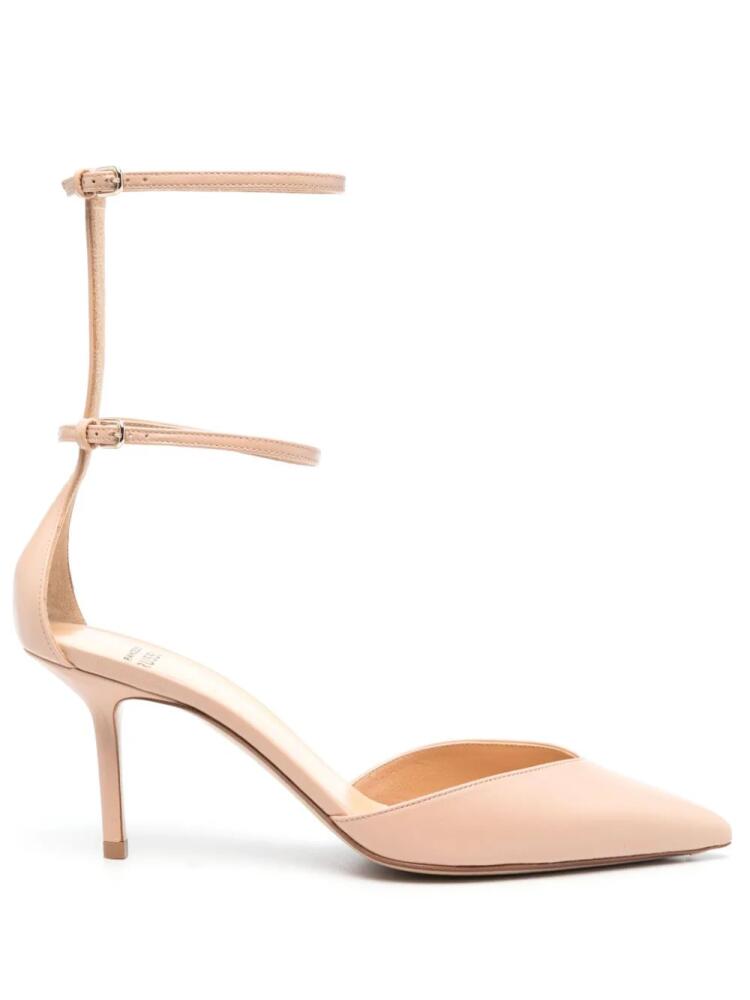 Francesco Russo double-strap 75mm leather pumps - Neutrals Cover