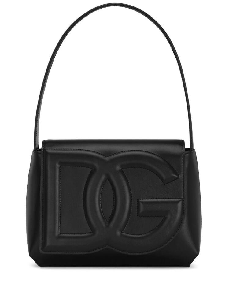 Dolce & Gabbana logo-embossed leather shoulder bag - Black Cover