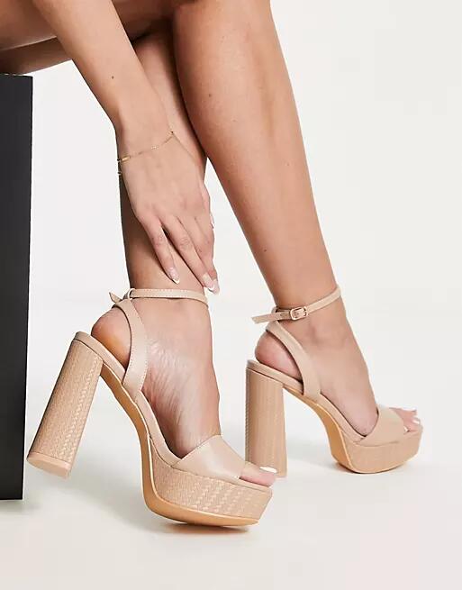 Glamorous espadrille platform heel sandals in beige-Neutral Cover