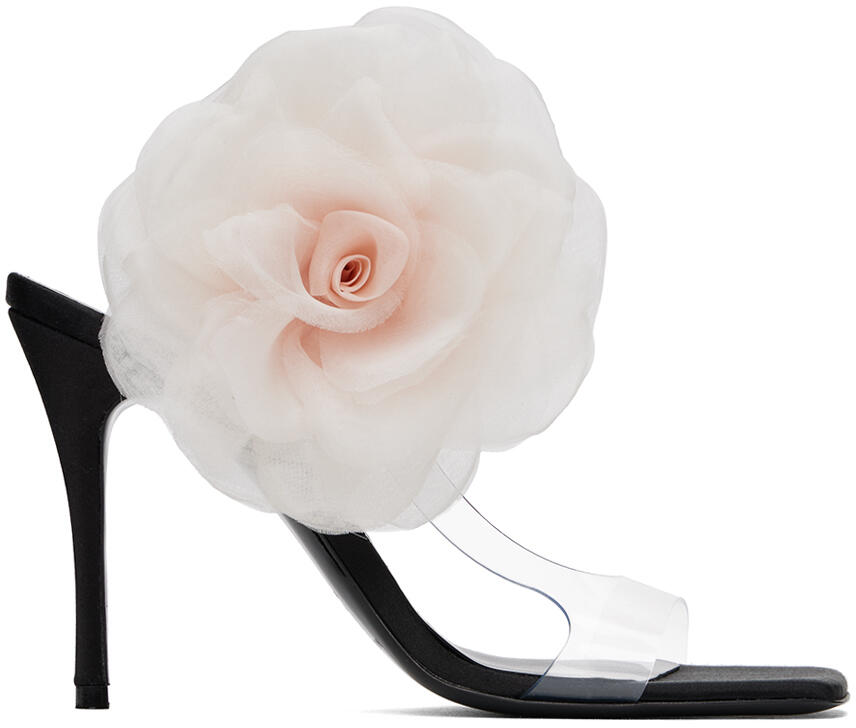 Magda Butrym Black Organza Flower Heeled Sandals Cover