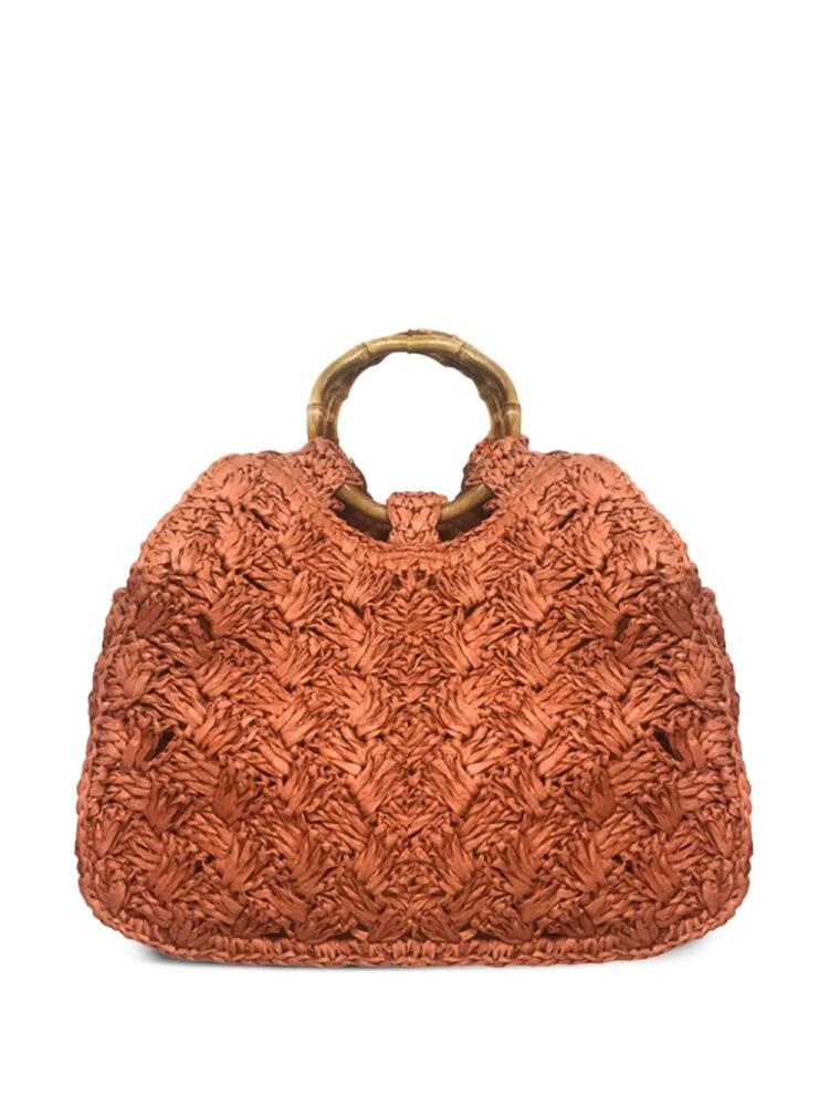 SERPUI Fiorella straw tote bag - Orange Cover