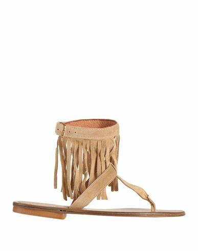 Unlace Woman Thong sandal Beige Soft Leather Cover