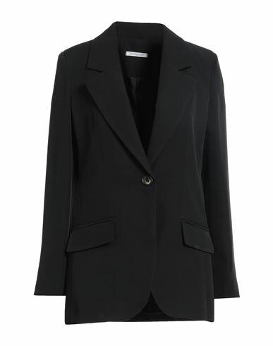 Biancoghiaccio Woman Blazer Black Polyester, Elastane Cover