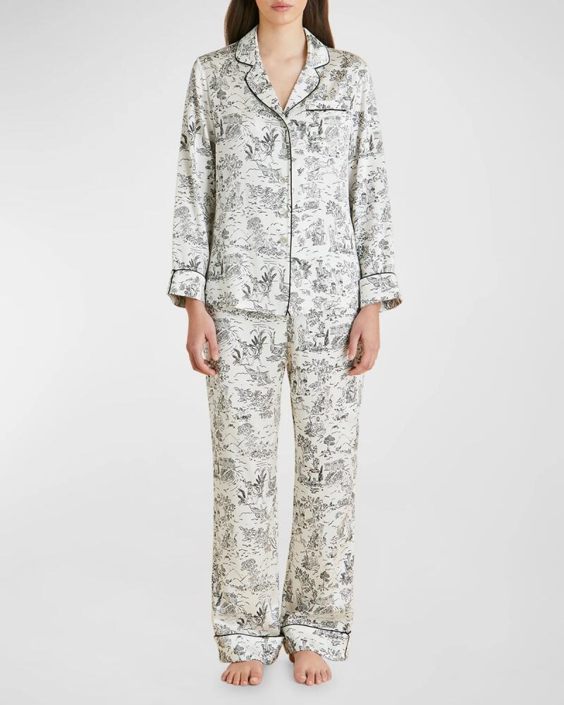 Olivia von Halle Lila Toile-Print Silk Pajama Set Cover