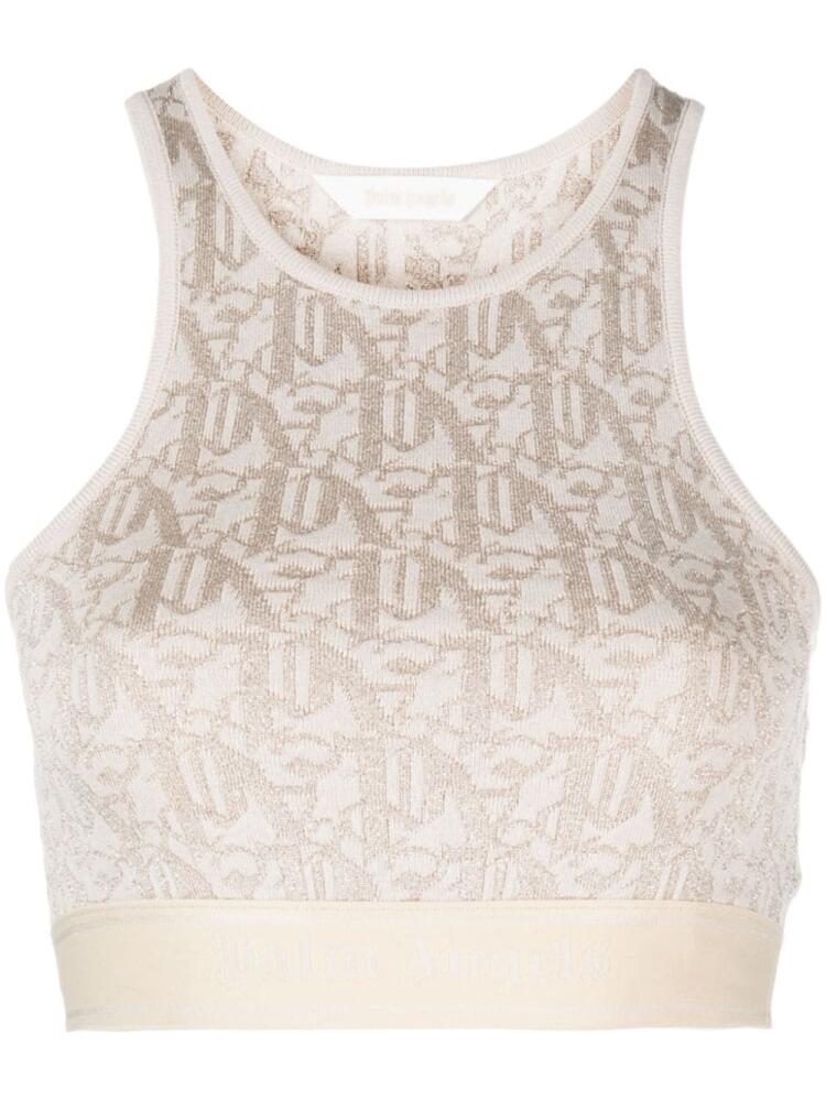 Palm Angels monogram-jacquard knitted bra - Neutrals Cover