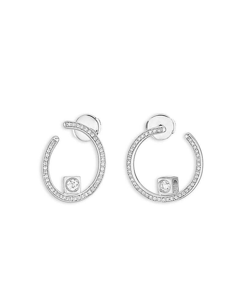 Dinh Van 18K White Gold Le Cube Diamant Diamond Spiral Hoop Earrings Cover