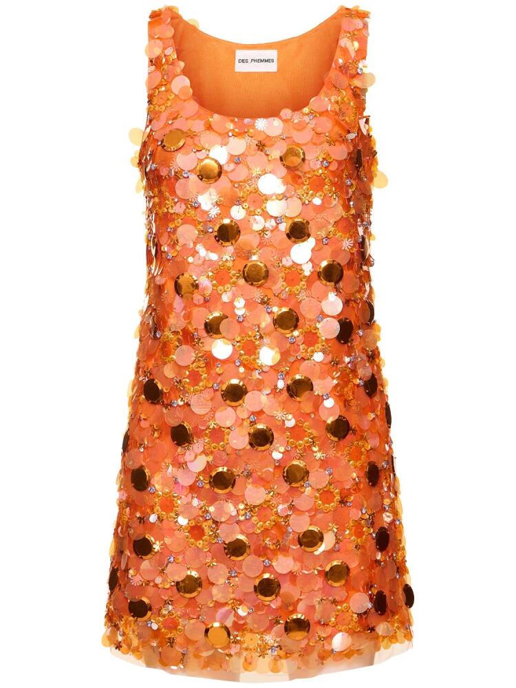 DES PHEMMES Sequined Tulle Mini Dress Cover