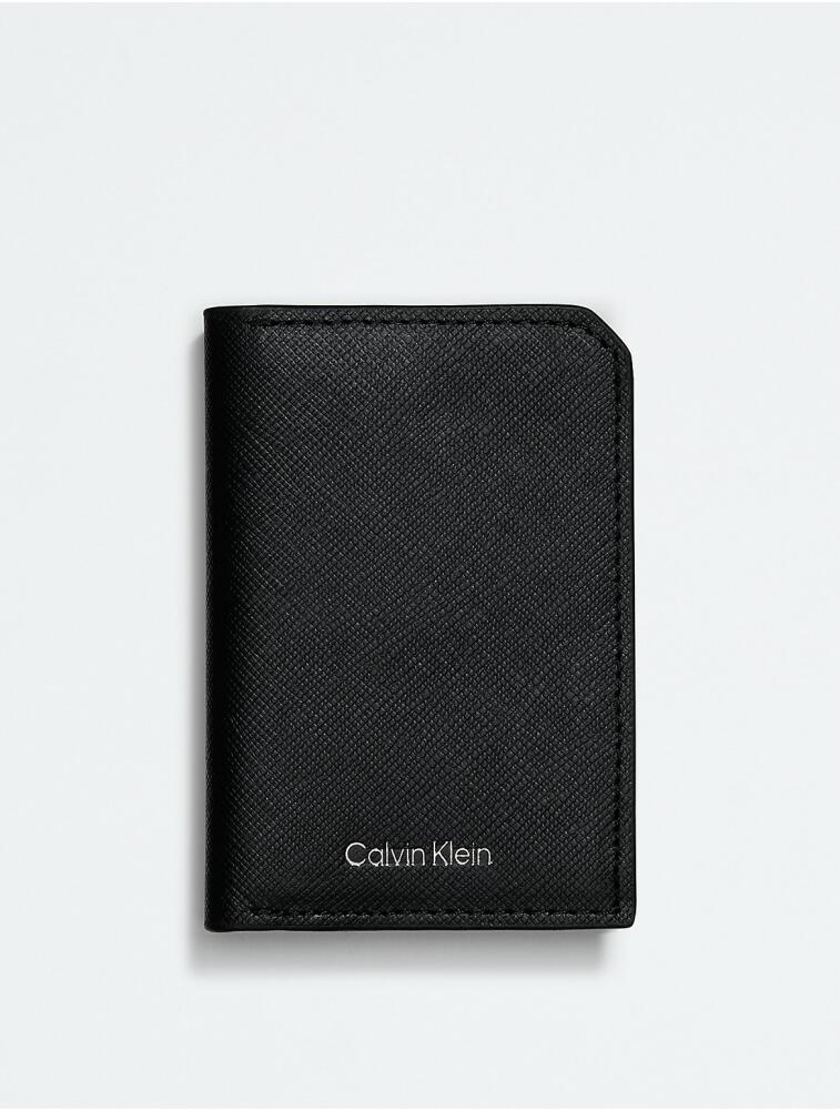 Calvin Klein Men's Refined Saffiano Compact Bifold Wallet - Black Cover