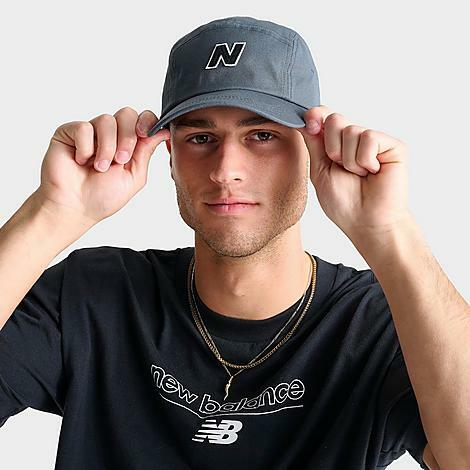 New Balance 5 Panel Block N Strapback Hat in Grey/Graphite Cotton/Twill Cover