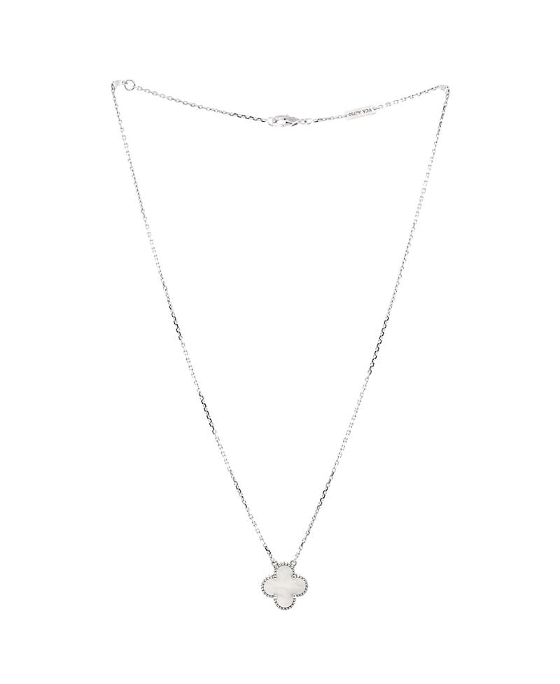 Pre-Owned Van Cleef & Arpels Vintage Alhambra Pendant Necklace 18K White Gold and Mother of Pearl Cover