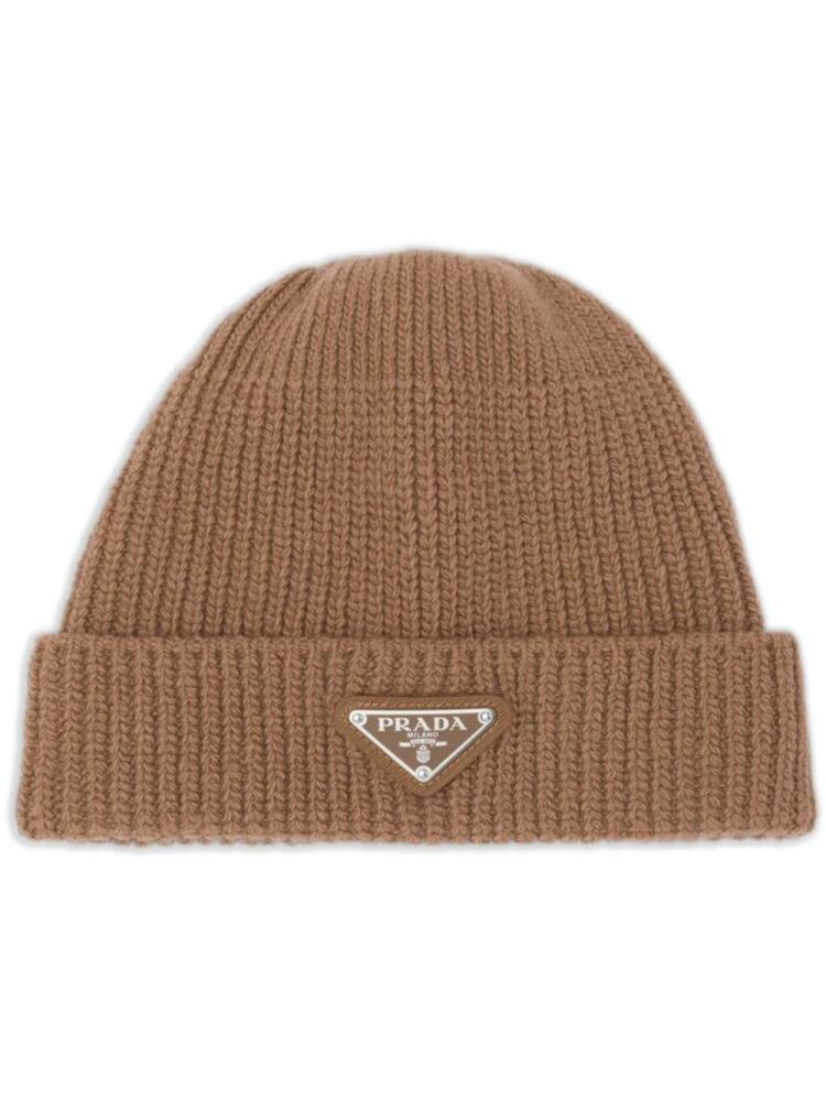 Prada ribbed-knit cashmere beanie - Brown Cover