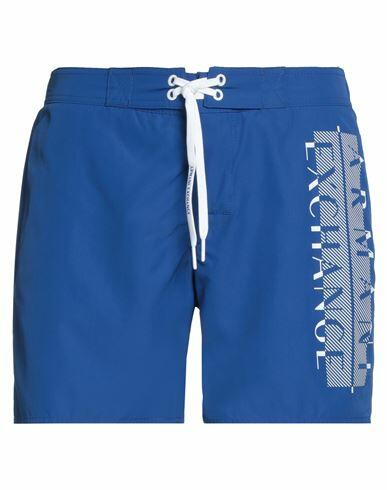 Armani Exchange Man Swim trunks Bright blue Polyester Cover