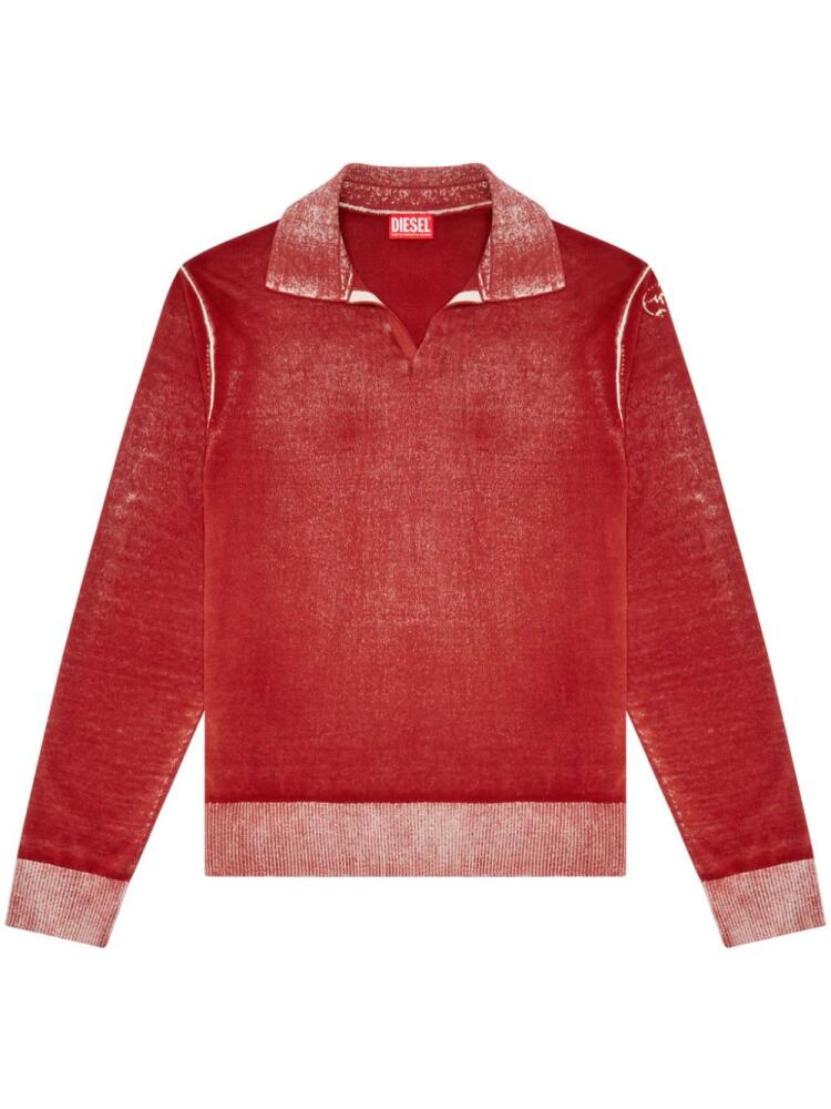 Diesel faded effect fine-rib jumper - Red Cover