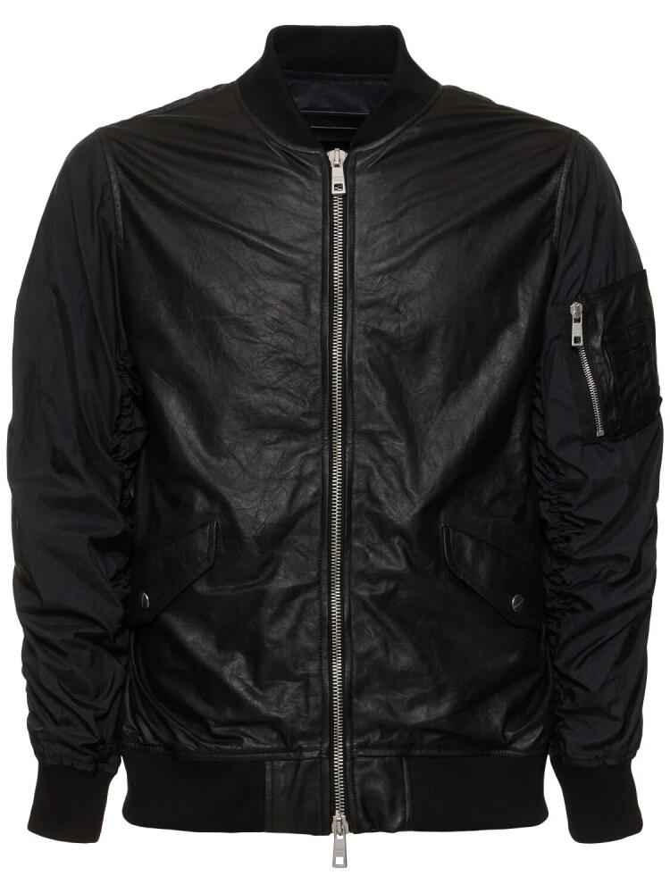 GIORGIO BRATO Wrinkled Leather & Nylon Bomber Jacket Cover