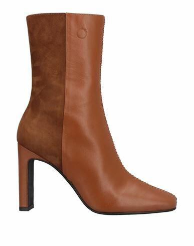 High Woman Ankle boots Tan Leather Cover