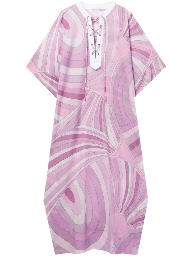 PUCCI abstract print front lace-up kaftan - Pink Cover