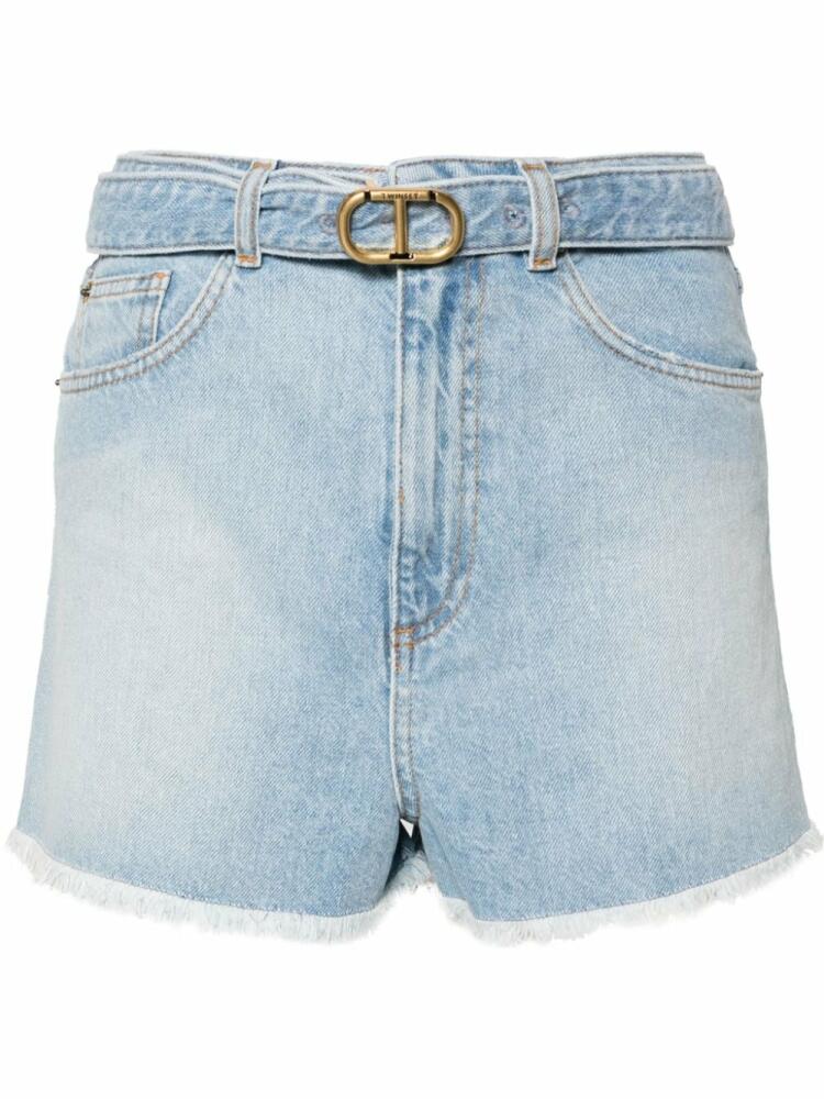 TWINSET belted denim shorts - Blue Cover