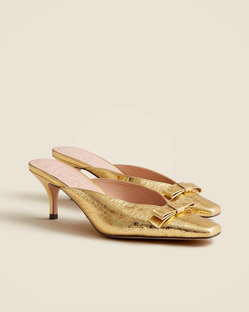 J.Crew Leona mule heels in metallic snake-embossed Italian leather Cover