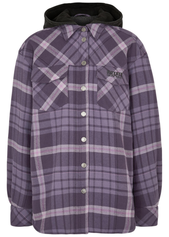 Rotate Birger Christensen Checked Hooded Cotton Shirt - Violet Cover