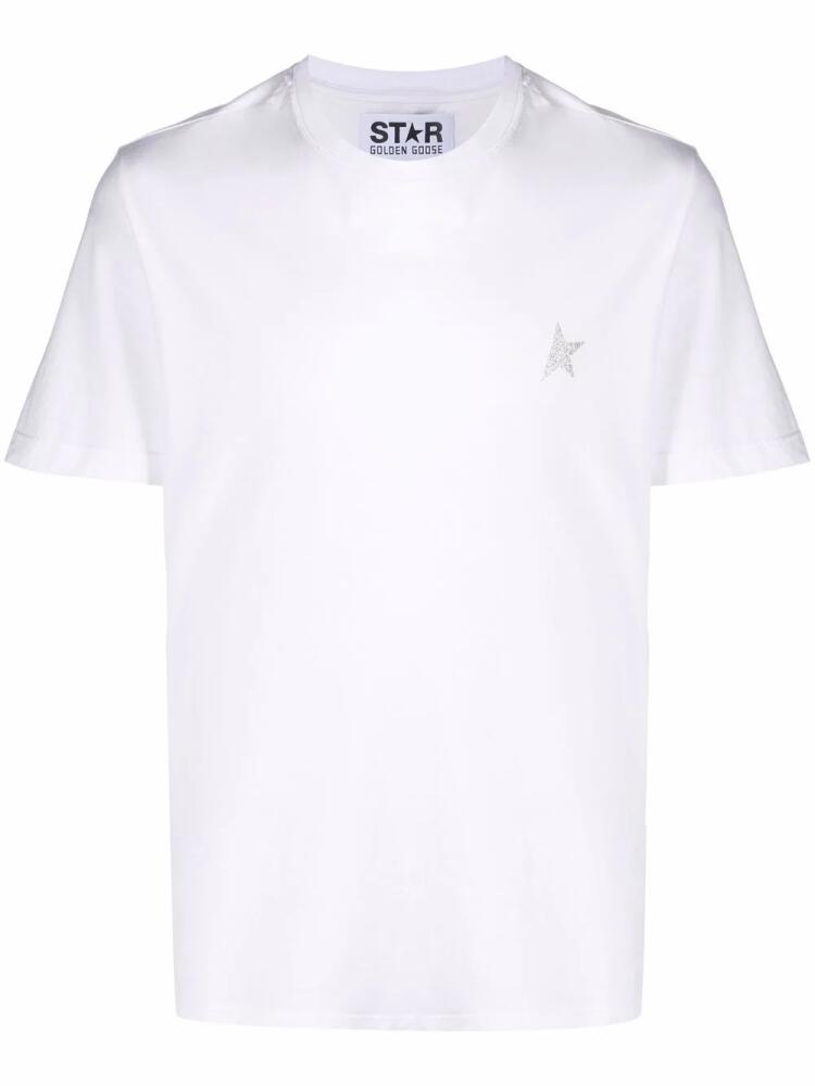 Golden Goose glitter logo-print short-sleeve T-shirt - White Cover