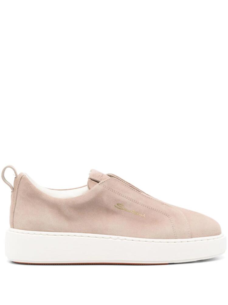 Santoni suede slip-on sneakers - Neutrals Cover