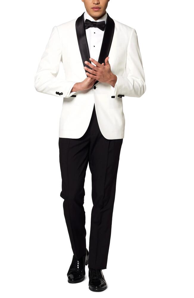 OppoSuits Pearly White Two-Piece Suit & Bow Tie Cover