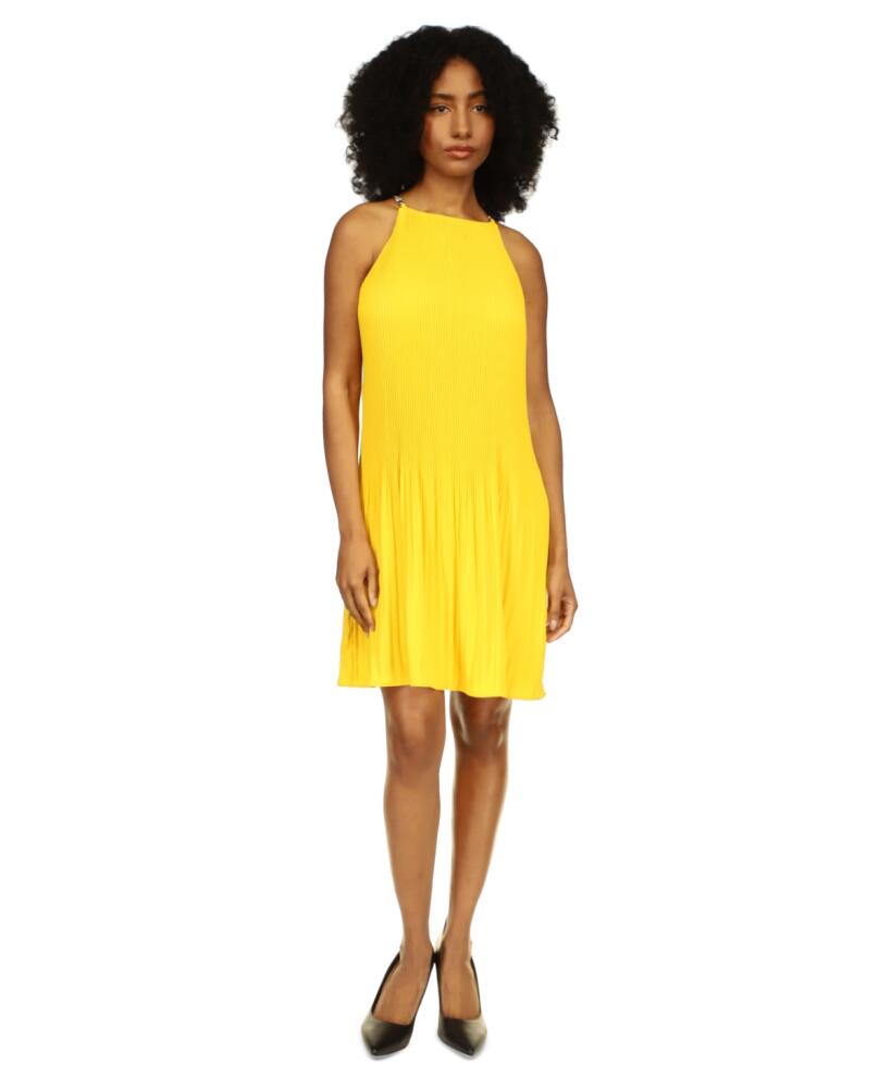 Michael Michael Kors Women's Halter-Neck Pleated Dress - Bright Dandelion Cover