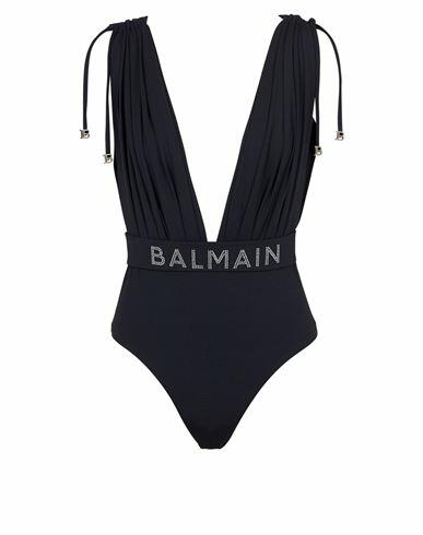 Balmain Draped Swimsuit Woman One-piece swimsuit Red Polyester Cover