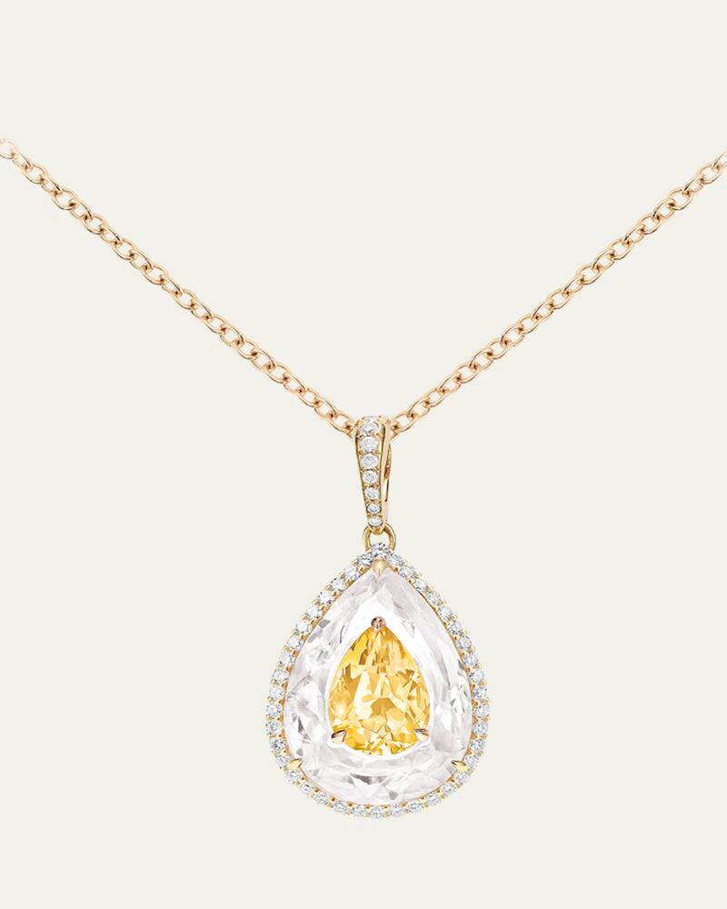 Boghossian Shine 18K Yellow Gold Citrine and Rock Crystal Pendant with Diamonds Cover