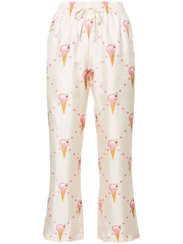 Gucci ice-cream print satin trousers - Neutrals Cover