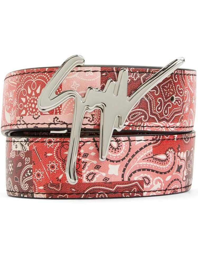 Giuseppe Zanotti paisley-print leather belt - Red Cover