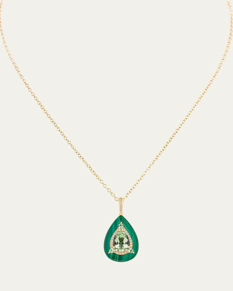 Boghossian Reveal 18K Yellow Gold Green Tourmaline and Malachite Pendant with Diamonds Cover