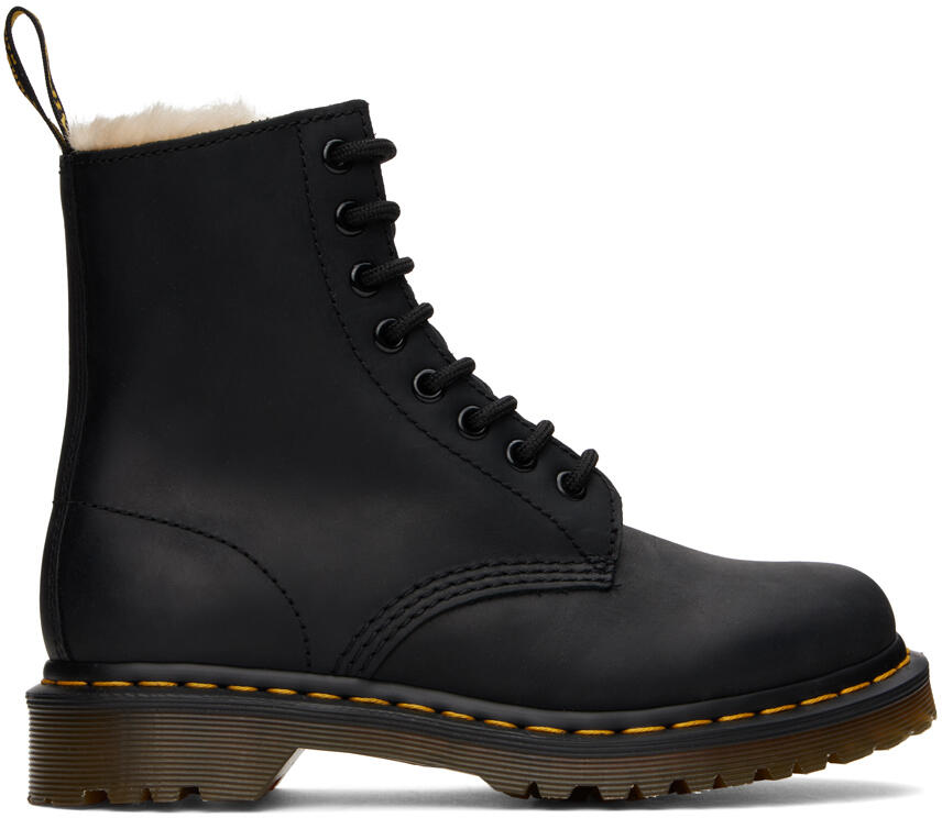 Dr. Martens Black 1460 Faux Fur Lined Boots Cover