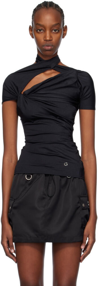 Coperni Black Asymmetric Draped T-Shirt Cover