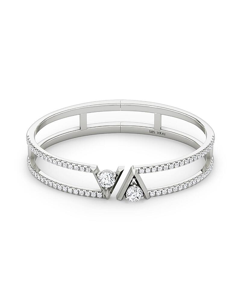 Vrai V Double Row Pave Bangle Bracelet in 14K White Gold, 2.44ctw Round Brilliant Lab Grown Diamonds Cover