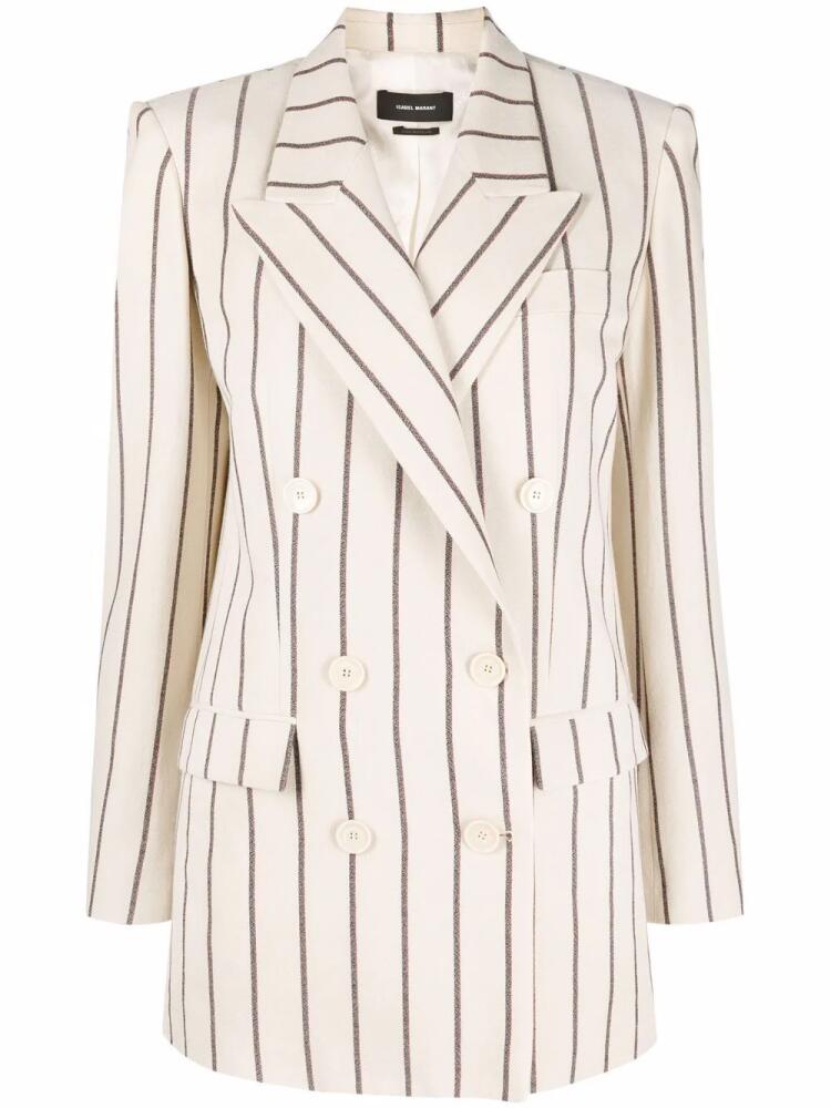 ISABEL MARANT Nevim pinstripe double-breasted blazer - Neutrals Cover