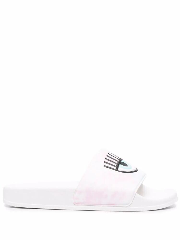 Chiara Ferragni logo-print flat slides - Blue Cover