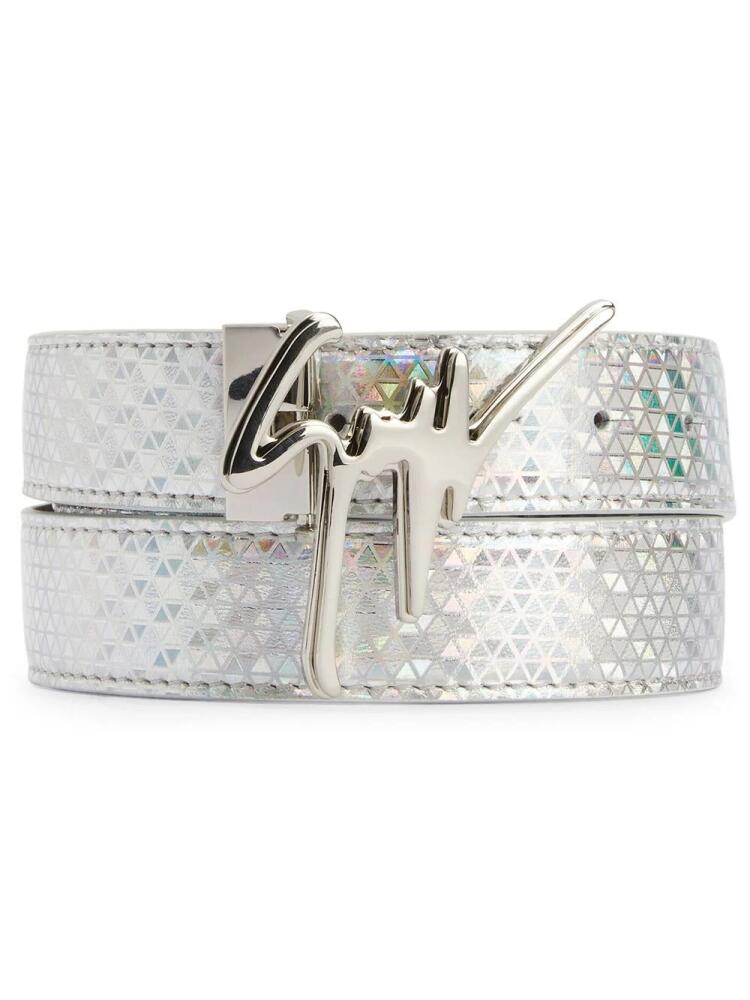 Giuseppe Zanotti logo-buckle holographic belt - Silver Cover